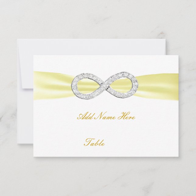 Yellow Diamond Infinity Wedding Table Place Card (Front)