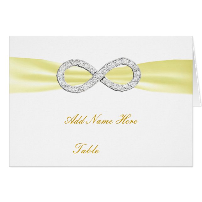 Yellow Diamond Infinity Wedding Table Place Card (Front Horizontal)