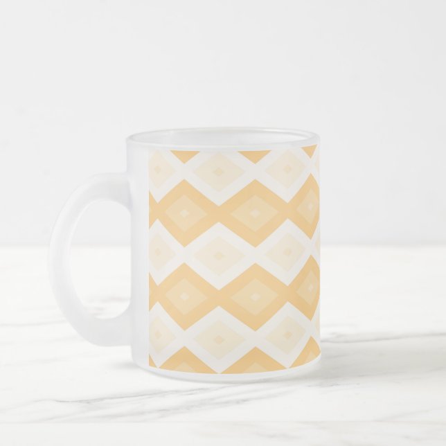 Yellow diamond pattern frosted glass coffee mug (Left)
