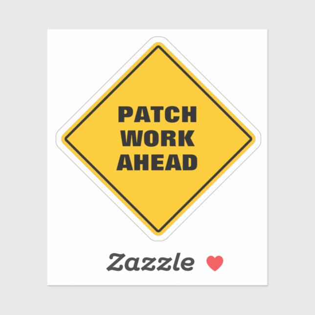 Yellow diamond road sign patch work ahead funny sticker (Sheet)