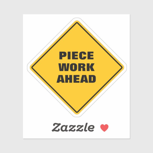 Yellow diamond road SIGN piece work ahead Sticker (Sheet)