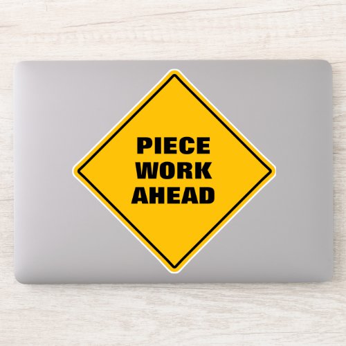 Yellow diamond road sign piece work ahead  sticker