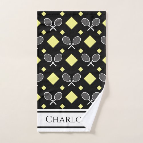 Yellow Diamonds and Crossed Tennis Rackets Stylish Hand Towel