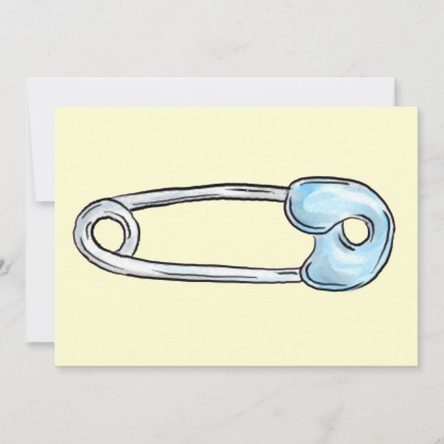 Yellow diaper pin shower invitation (Front)