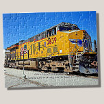 Yellow Diesel Locomotive Train - Add Name  Jigsaw Puzzle