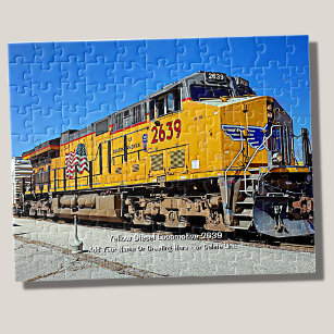 Yellow Diesel Locomotive Train - Add Name  Jigsaw Puzzle
