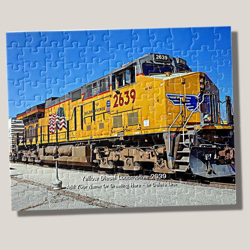 Yellow Diesel Locomotive Train _ Add Name  Jigsaw Puzzle
