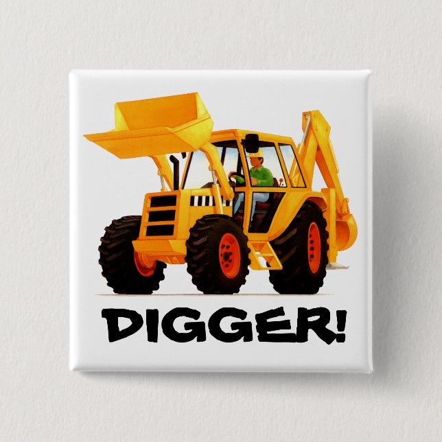 Yellow Digger Pinback Button (Front)