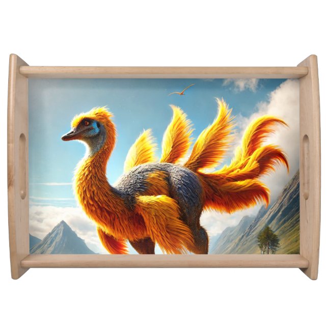 Yellow Dinosaur Bird Serving Tray (Front)