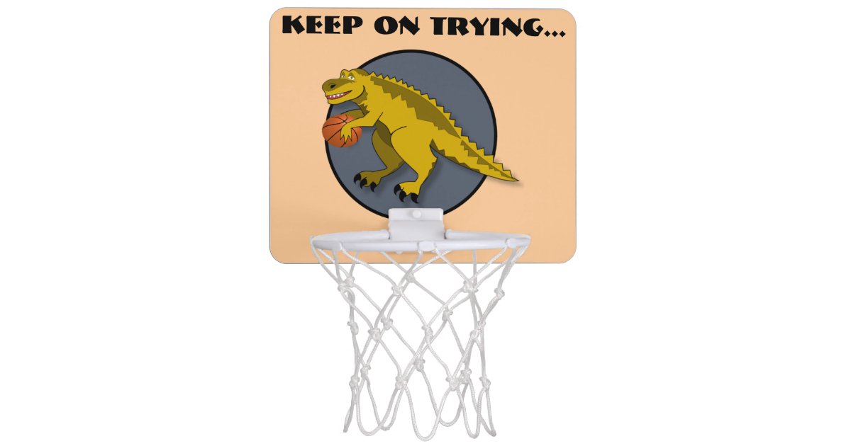 Yellow Dinosaur Cartoon Playing Basketball Mini Basketball Hoop