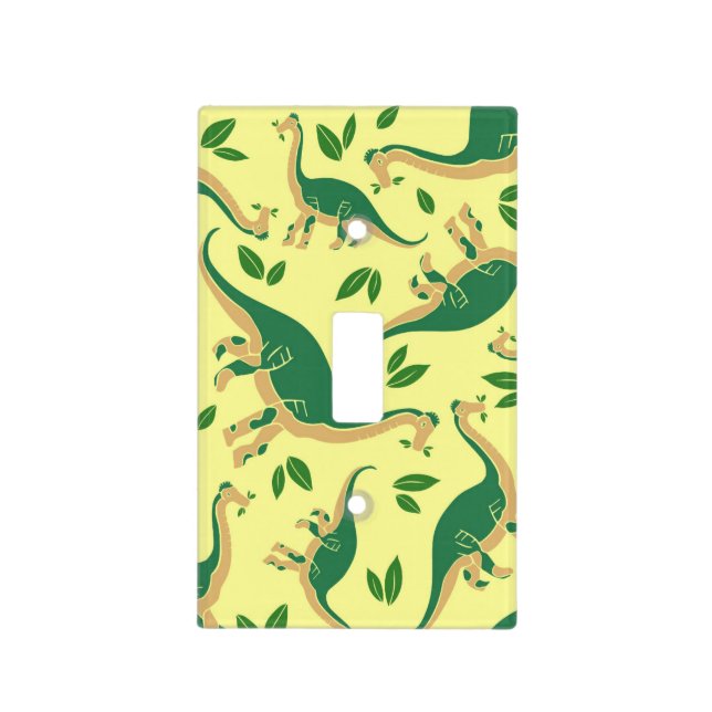 Yellow Dinosaur Light Switch Cover (Front)