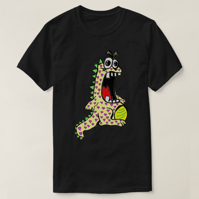 yellow Dinosaur of Love T-Shirt (Design Front)