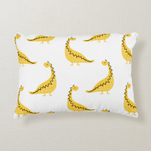 Yellow dinosaur seamless pattern. Funny vintage il Accent Pillow