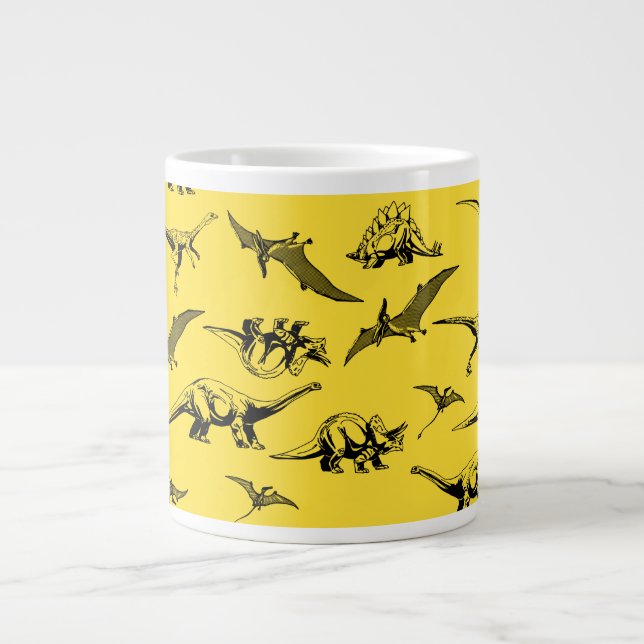 Yellow Dinosaurs Jumbo Coffee Mug (Front)