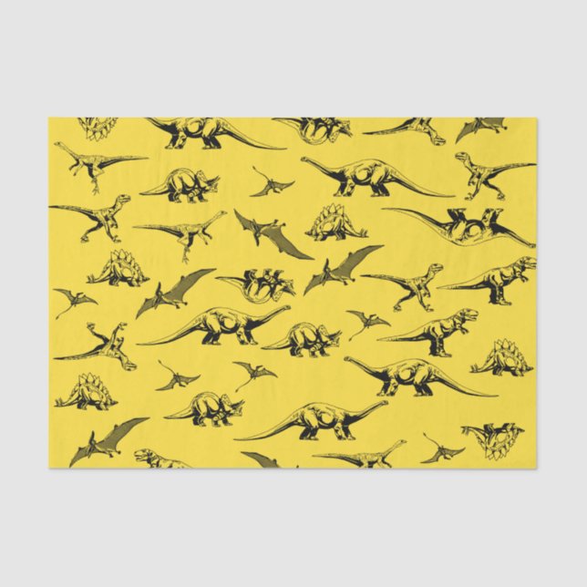 Yellow Dinosaurs Tissue Paper (Front)