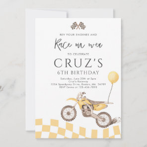 Yellow Dirt Bike Motocross Racing Birthday Party Invitation