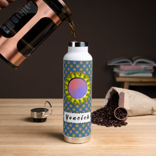 Yellow Disc Ribbon by Kenneth Yoncich Water Bottle