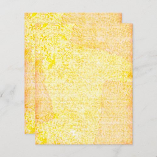 Yellow distress style text floral scrapbook paper