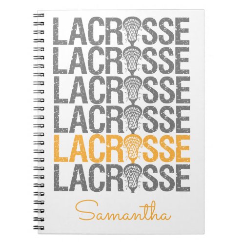 Yellow Distressed Lacrosse Word Notebook