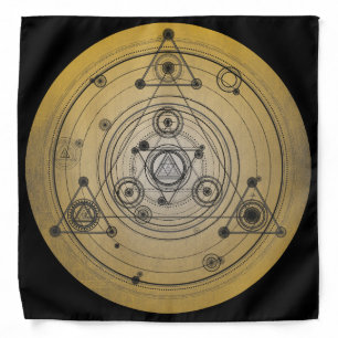 Yellow distressed sacred geometry bandana