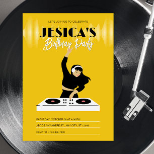 Yellow dj music player invitation