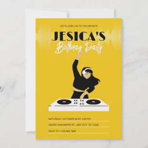 Yellow dj music player invitation