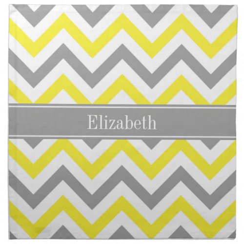 Yellow Dk Gray White LG Chevron Gray Name Monogram Napkin