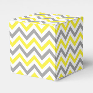 Yellow, Dk Gray Wht Large Chevron ZigZag Pattern Favor Boxes