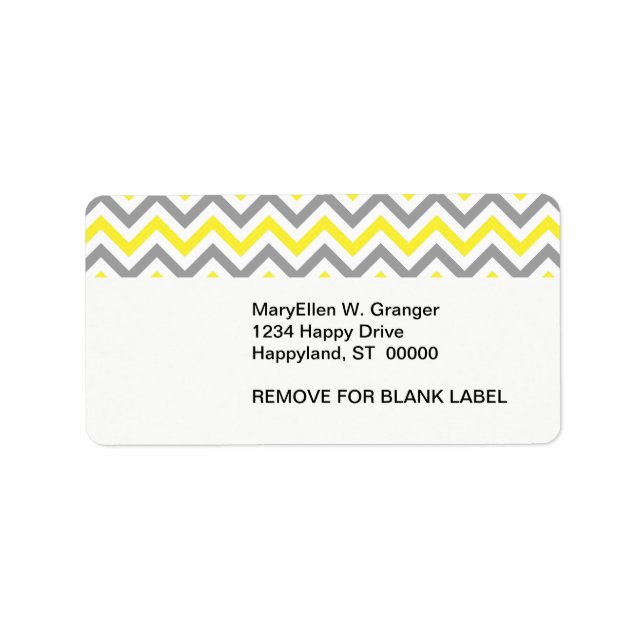 Yellow, Dk Gray Wht Large Chevron ZigZag Pattern Label (Front)