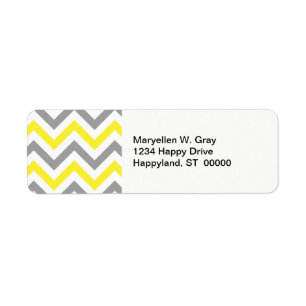 Yellow, Dk Gray Wht Large Chevron ZigZag Pattern Label