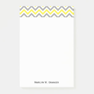 Yellow, Dk Gray Wht Large Chevron ZigZag Pattern Post-it Notes