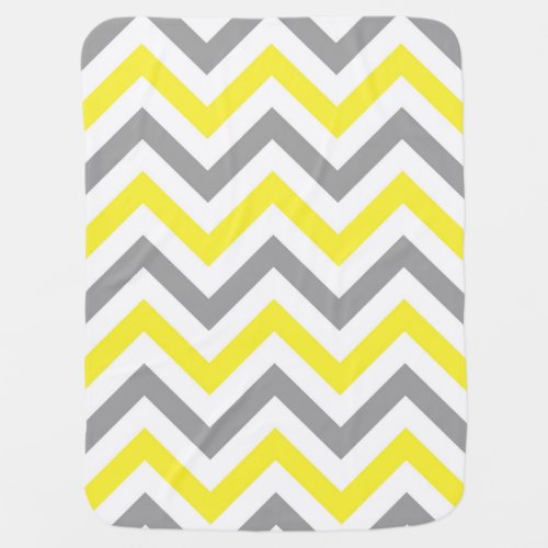 Yellow Dk Gray Wht Large Chevron ZigZag Pattern Stroller Blanket