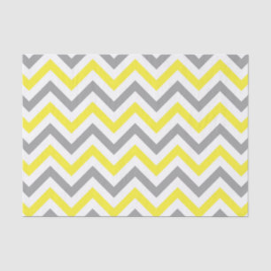 Yellow, Dk Gray Wht Large Chevron ZigZag Pattern Tissue Paper