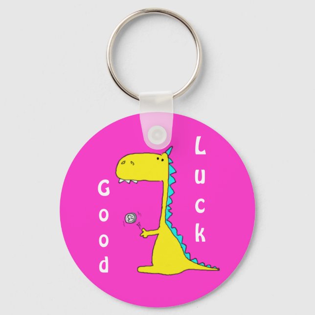 YELLOW DlNO, Good , Luck Keychain (Front)
