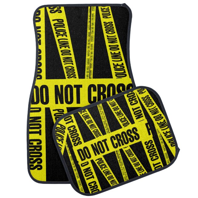 Yellow Do Not Cross Crime Scene Tape Danger Areas Car Floor Mat (Set)
