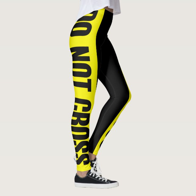 Yellow Do Not Cross Crime Scene Tape Danger Areas Leggings (Right)