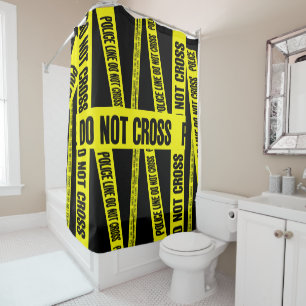 Yellow Do Not Cross Crime Scene Tape Danger Areas Shower Curtain