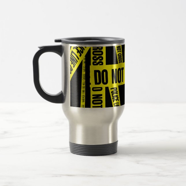 Yellow Do Not Cross Crime Scene Tape Danger Areas Travel Mug (Left)