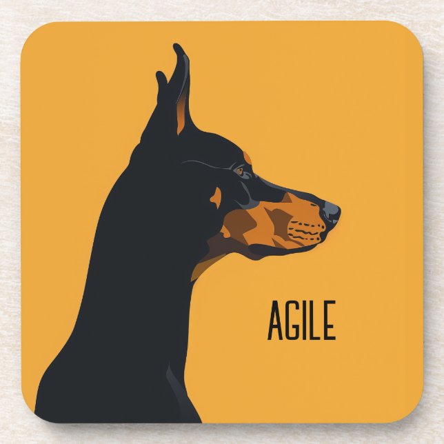 Yellow Doberman Beverage Coaster (Front)