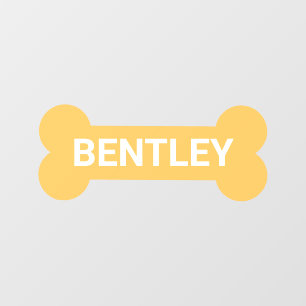 Yellow Dog Bone Wall Decal with Name and Initial