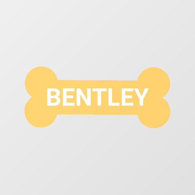 Yellow Dog Bone Wall Decal with Name and Initial (Front)