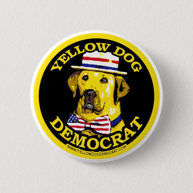 Yellow Dog Democrat Black  Button  (Front)