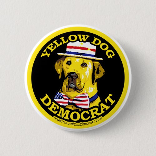 Yellow Dog Democrat Black  Button 