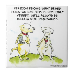 Yellow Dog Democrats Funny Ceramic Tile