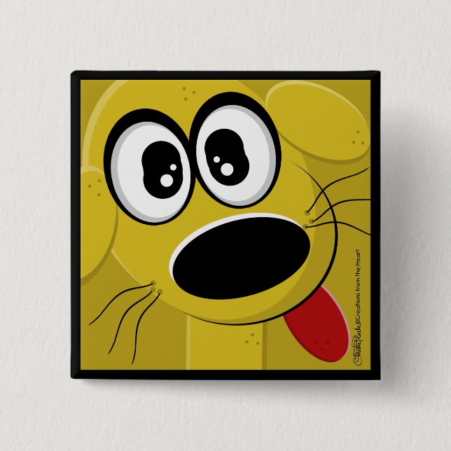 Yellow Dog Face Button (Front)
