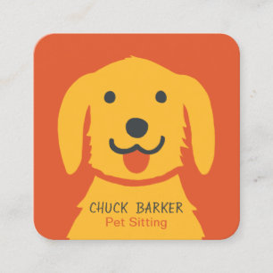 Yellow Dog Pet Care Cute Golden Retriever Square Business Card