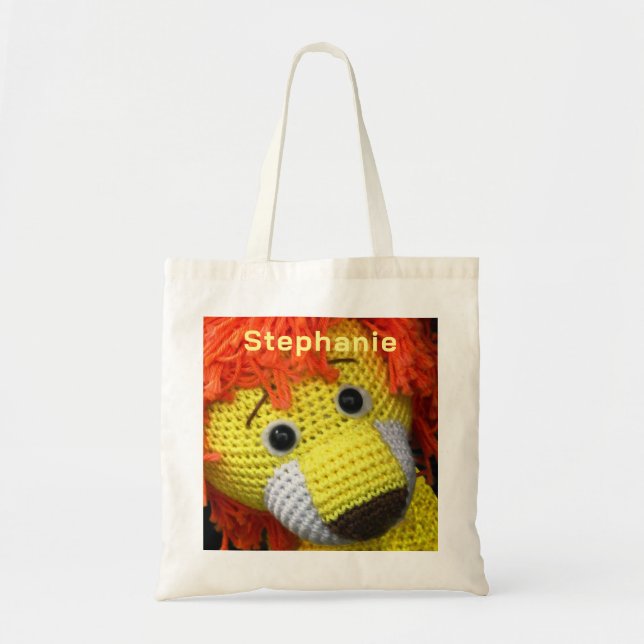 Yellow Dog with Orange Hair, Personalized Name Tote Bag (Front)