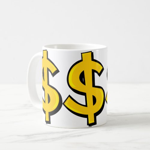 Yellow Dollar Symbol Coffee Mug