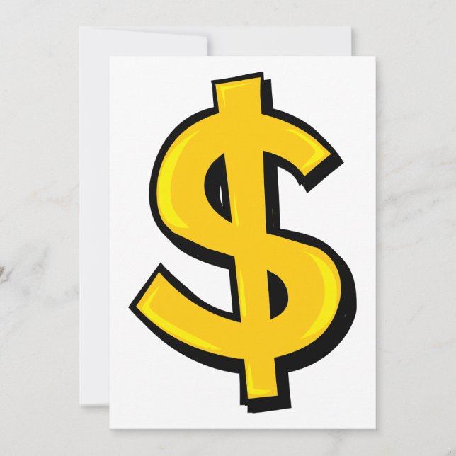 Yellow Dollar Symbol Invitation (Front)