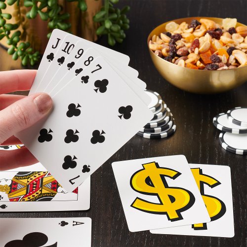 Yellow Dollar Symbol Poker Cards